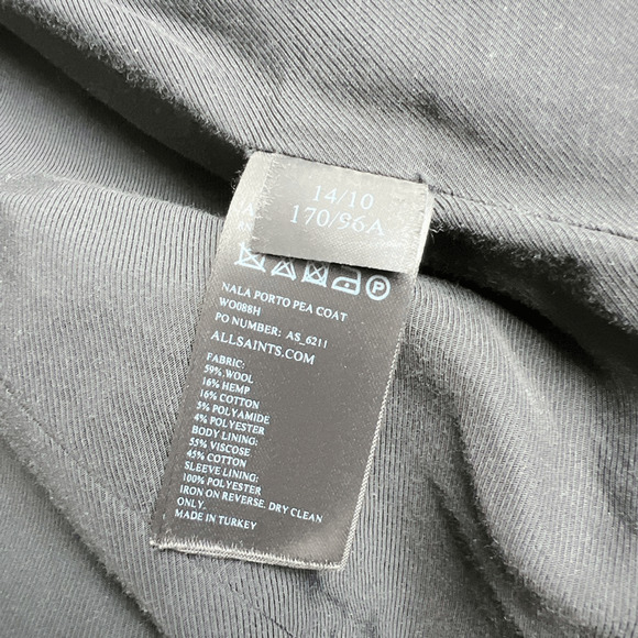 Allsaints Nala Porto Double Breasted Womens Pea Coat - Picture 11 of 11